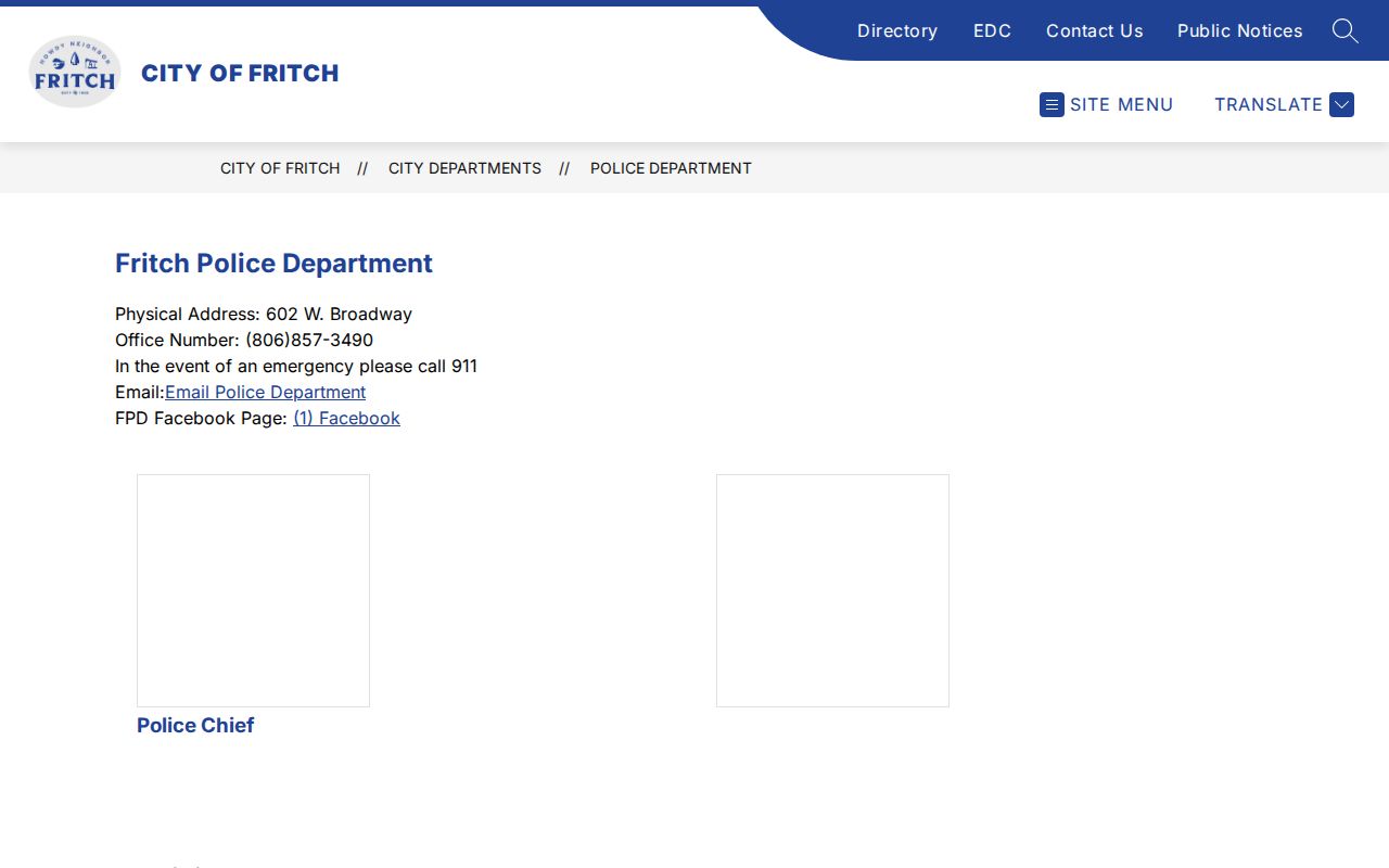 Hutchinson County Fritch police records page